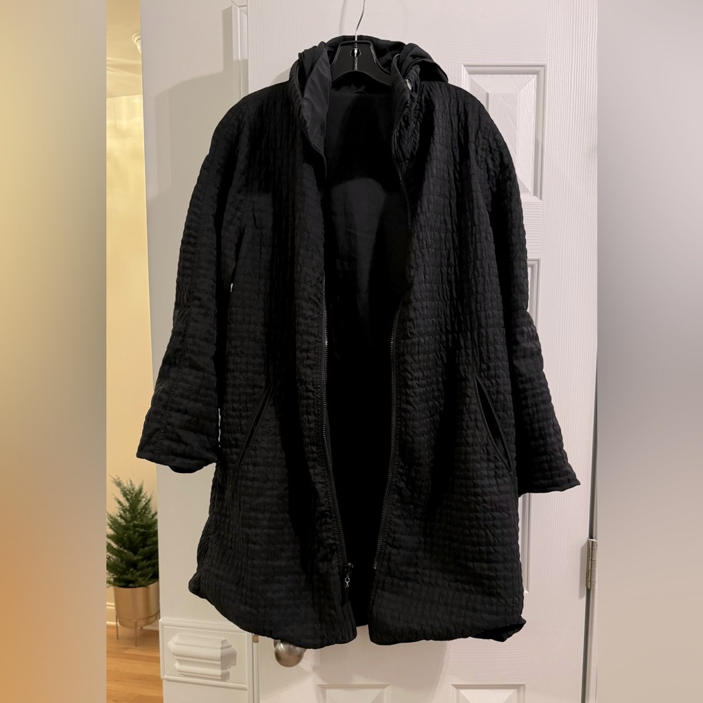 MYCRA PAC Life Reversible Black Textured High Neck Rain Coat Jacket S/M